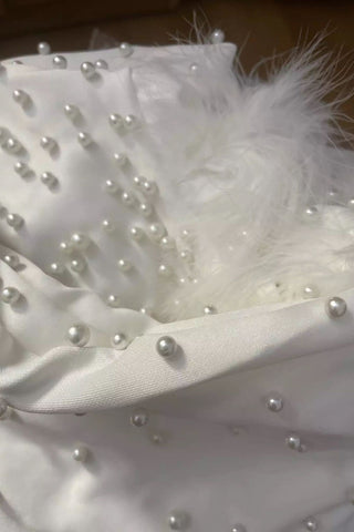 Feathered Off-Shoulder Gala Dress