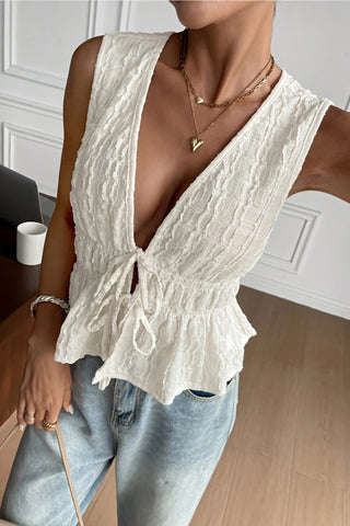 Lace-Up Peplum Tank Top