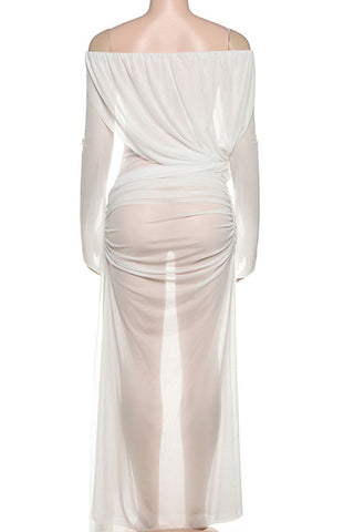 Draped Long Sleeve Casual Dress