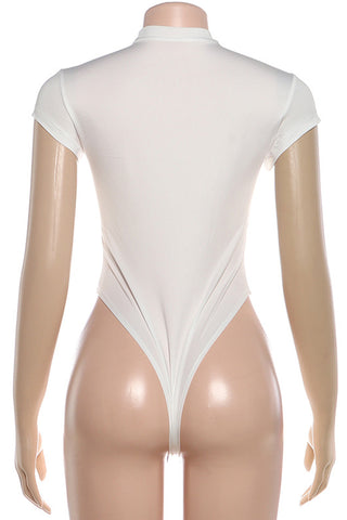 Zip-Front Bodysuit with Short Sleeves