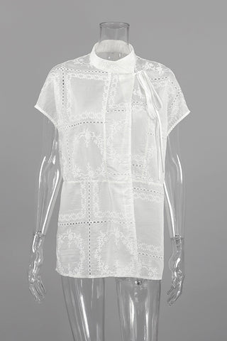Patterned Button-Up Blouse