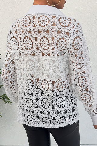 Lace Detail Button-Up Blouse