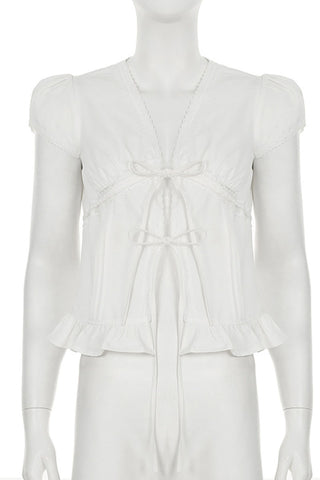 Tie-Front Ruffled Blouse