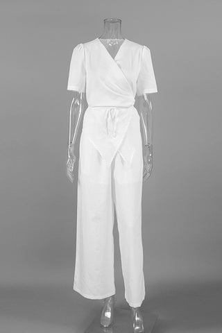Wrap Top and Wide-Leg Pant Set