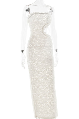 Elegant Lace Strapless Evening Dress