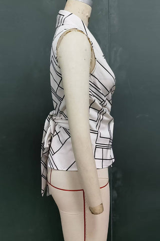 Abstract Print Peplum Tank Top