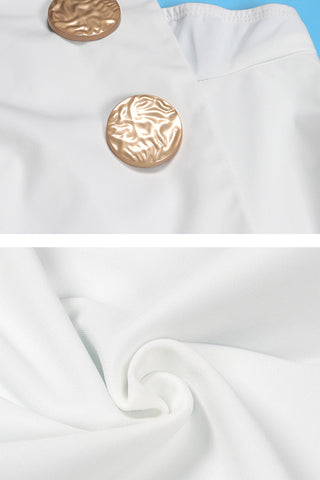 Strapless Button Wide-Leg Jumpsuit