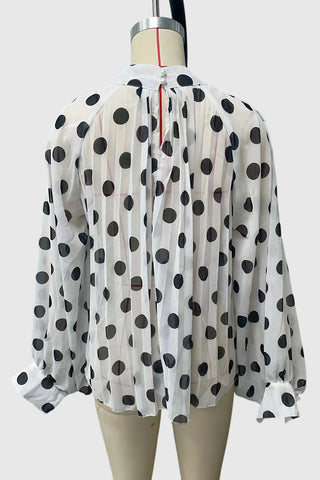 Polka Dot Blouse with Flowing Sleeves
