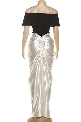 Off-Shoulder Draped Evening Gown