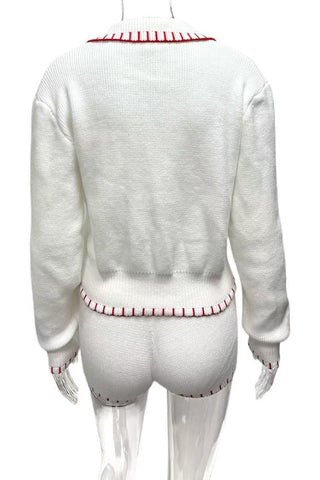 Button-Accent Sweater Short Set