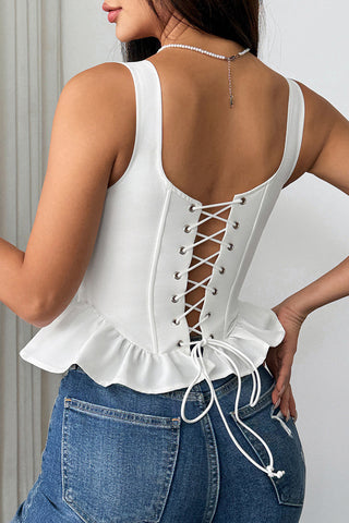 Bow-Accented Peplum Tank Top