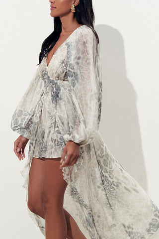 Chic V-Neck Long Sleeve Dress