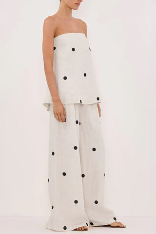 Polka Dot Strapless Pants Set