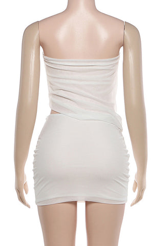 Draped Strapless Skirt Set