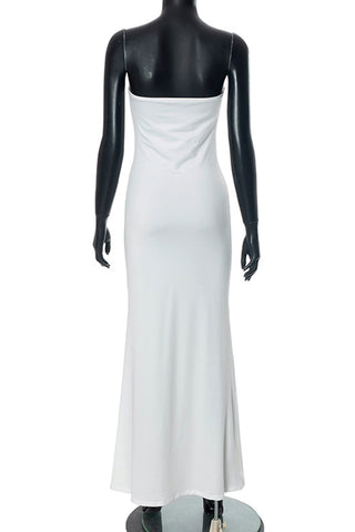 Floral Print Strapless Casual Dress