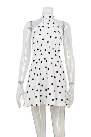 Halter Neck Polka Dot A-Line Dress