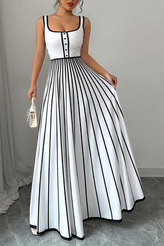 Striped Button Maxi Dress
