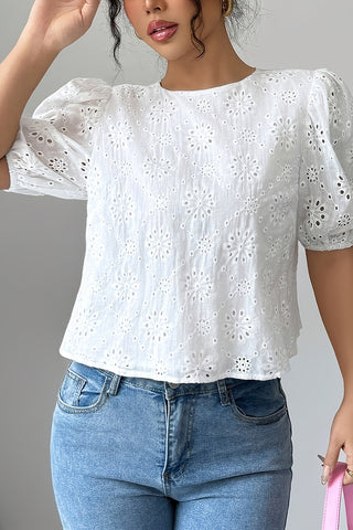 Eyelet Bow Back Blouse