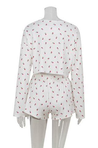 Floral Print Cutout Short Set