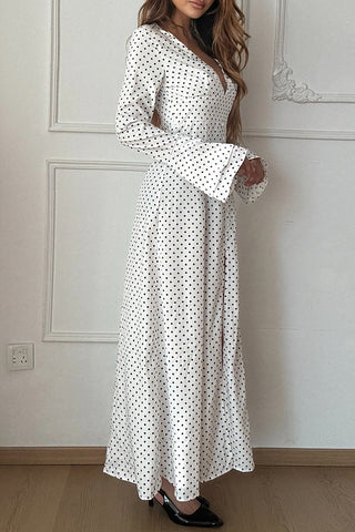 Polka Dot Maxi Dress with Front Slit