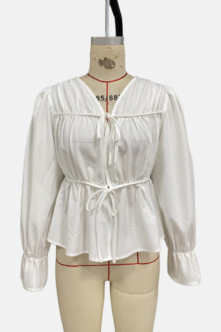 Tie-Front Peplum Blouse