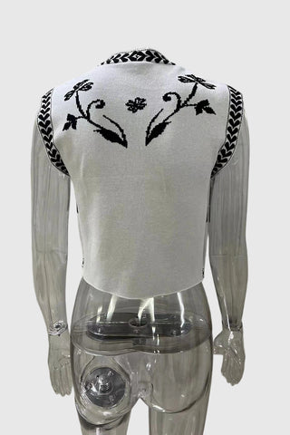 Floral Pattern Open Vest
