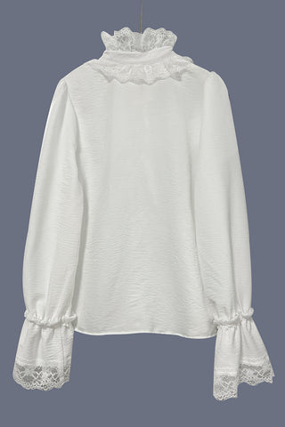 Lace-Trimmed Ruffle Blouse
