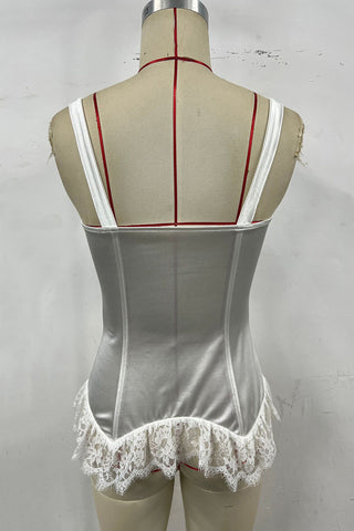 Elegant Lace Trim Corset Top