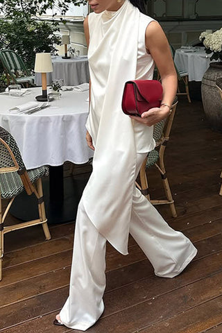Elegant Asymmetric Sleeveless Set