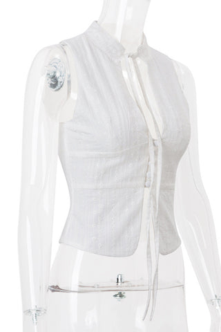 Button-Front Sleeveless Top