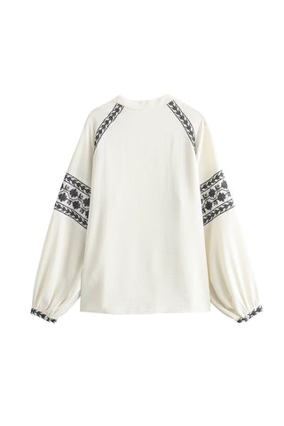 Patterned Sleeve Blouse