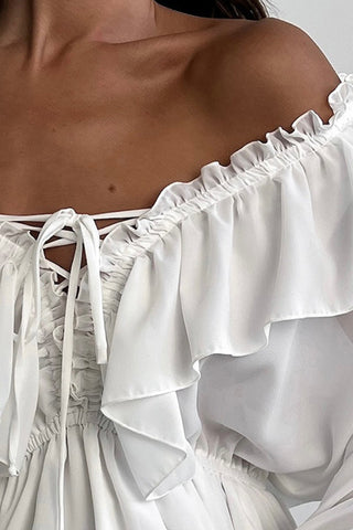 Ruffled V-Neck Long Casual Dress