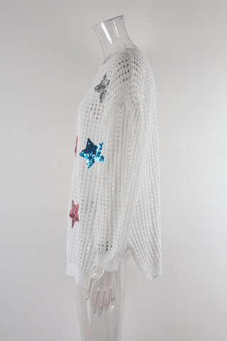 Star Embellished Mesh Cover-Up