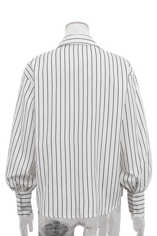 Striped Bow-Tie Front Blouse