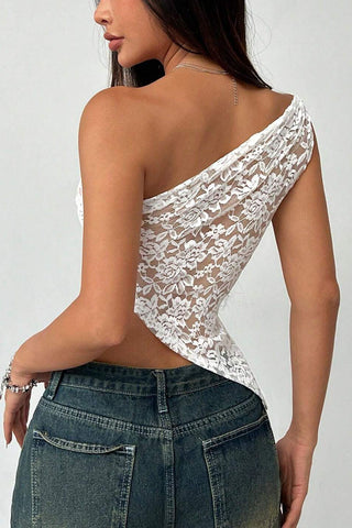 One-Shoulder Lace Tank Top