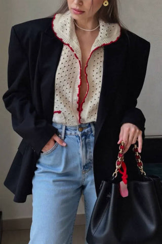 Lace-Trimmed Short Set with Pockets