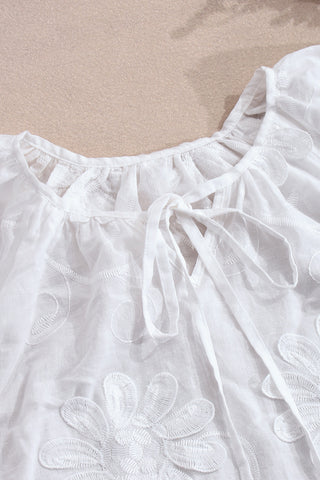 Floral Detail Tie-Front Top