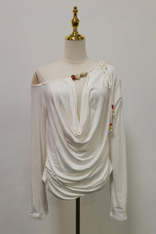 Asymmetric Draped Neckline Blouse