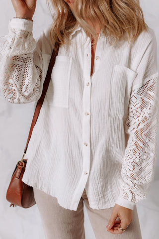 Lace Patchwork Long Sleeve Blouse