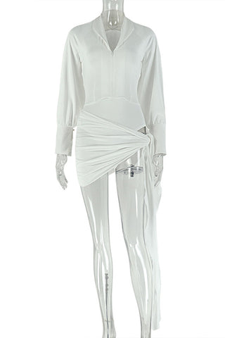 Elegant Ruched Skirt Set