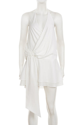 Halter Wrap Dress with Ruffled Hem