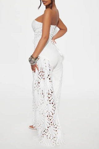Strapless Lace Cutout Pants Set
