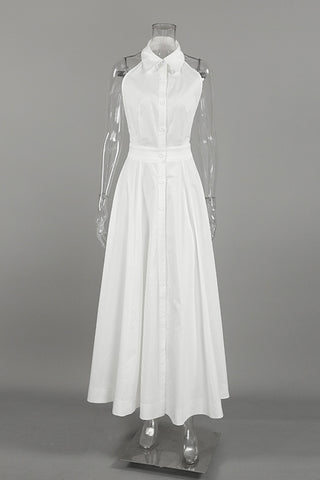Sleeveless Halter Backless Long Dress