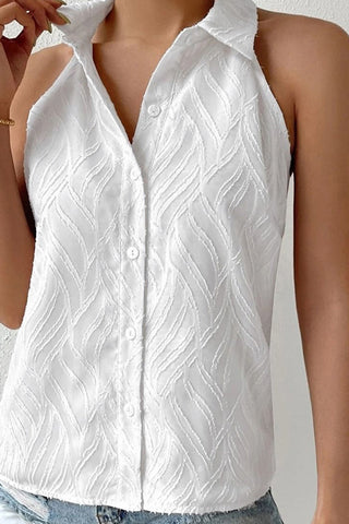 Textured Button-Front Tank Top