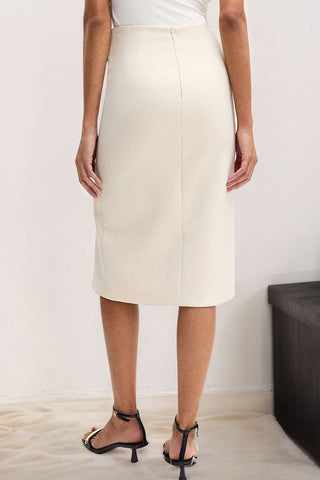 Draped Midi Skirt with Side Slit