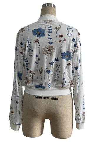 Floral Zip-Up Bomber Jacket