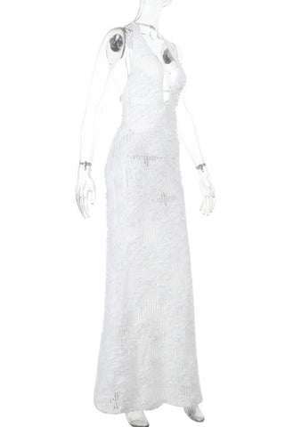 Plunge-Neck Halter Dress