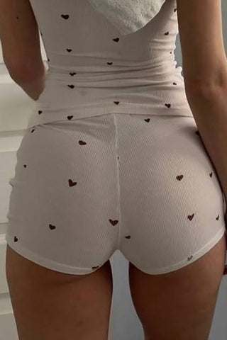 Heart Pattern Sleeveless Short Set