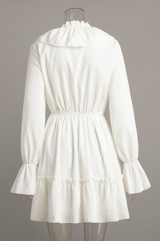 Ruffled V-Neck Casual Dress