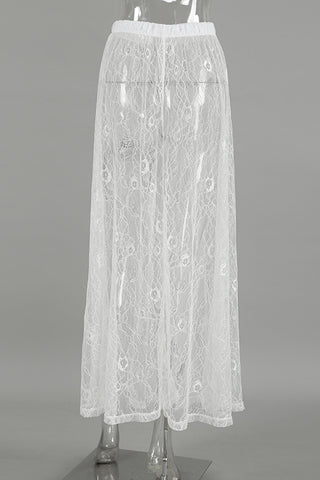 Elegant Sheer Lace Maxi Skirt